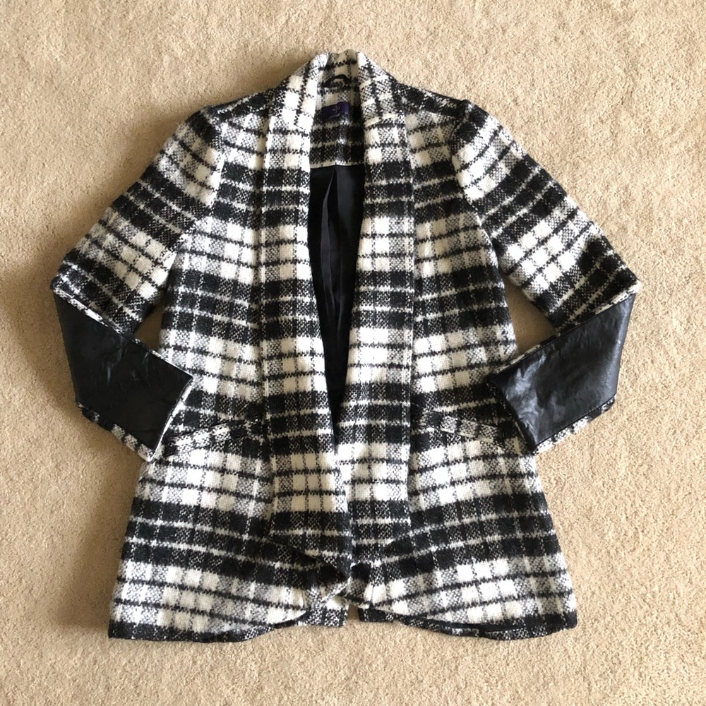 NYDJ Black and White Draped Blazer Jacket Small